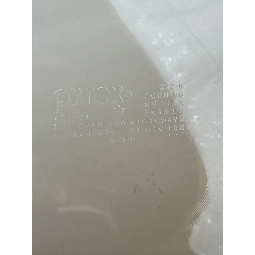 Pyrex 222-R Brown‎ 2QT 2L Clear Glass Square Baking Dish Oven and Microwave Safe